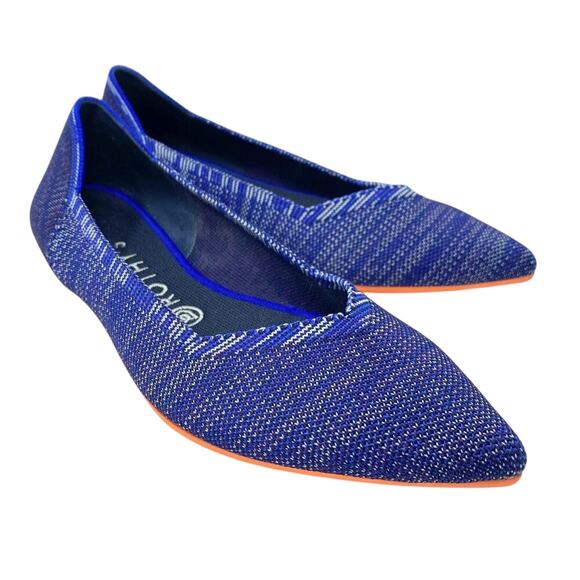 Rothy’s Bright Blue Birdseye Point Flats Women's Size 9.5 Knit Machine Washable - Picture 1 of 8